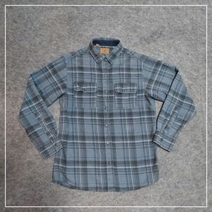 Red Head Ranch Button Down Men M Blue‎ Plaid Long Sleeve Flannel Work Shirt